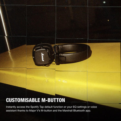 Marshall Major V – Wireless Bluetooth Headphones with Iconic Marshall Design, Custom-Tuned 40mm Drivers, 100+ Hour Battery Life, Fast Charging, Dual Mic for Calls, Foldable Travel-Friendly Build | Premium Sound | 1-Year Warranty | 14-Day Easy Returns