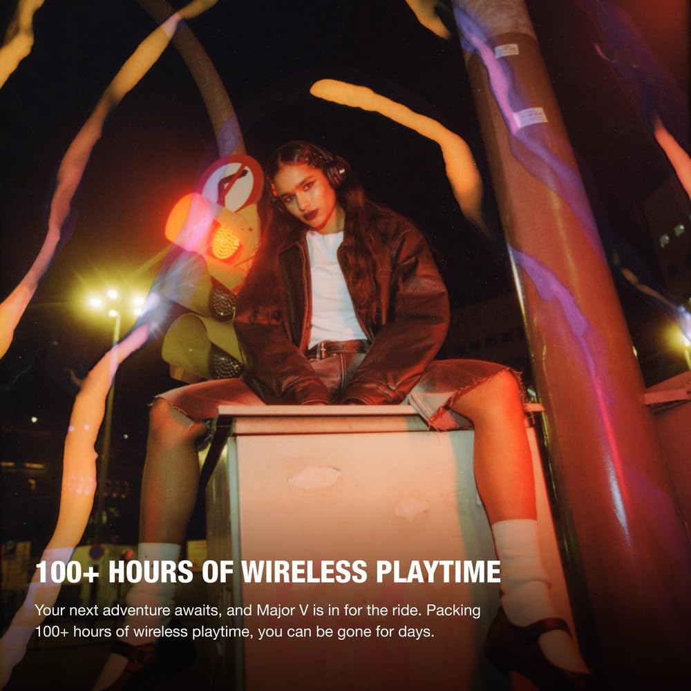 Marshall Major V – Wireless Bluetooth Headphones with Iconic Marshall Design, Custom-Tuned 40mm Drivers, 100+ Hour Battery Life, Fast Charging, Dual Mic for Calls, Foldable Travel-Friendly Build | Premium Sound | 1-Year Warranty | 14-Day Easy Returns