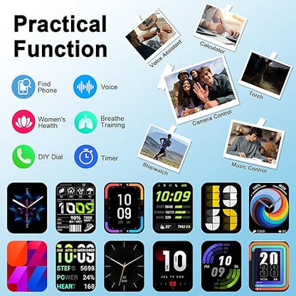 Smart Watch(Answer/Make Call), 1.91" Smartwatch for Men Women, NEW Fitness Watch with 110+ Sport Modes, Fitness Activity Tracke with Pedometer/Sleep Monitor/Heart Rate/IP68 Waterproof, for Android iOS