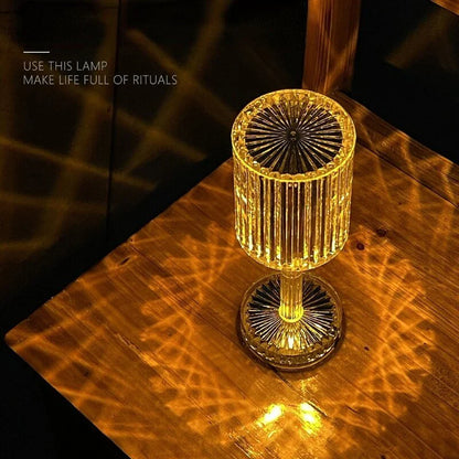 Brilla: Modern Crystal LED Table Lamp with 16-Color Changing RGB, Touch Control, USB Rechargeable & Diamond Cut Design