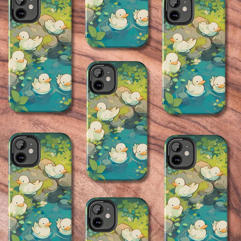 Whimsical Duck Themed Tough Phone Case, Fun Phone Cover, Cute Hard Shell for iPhone or Samsung, Unique Phone Accessory